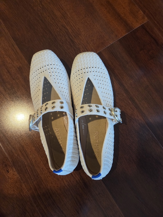 Rothy's Shoes - ROTHY’S The Max Buckle Mary Jane Shoes Size 6.5 Cream/Off White Mesh Balletcore